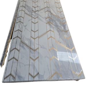 034 chevron gold Uv Marble sheet